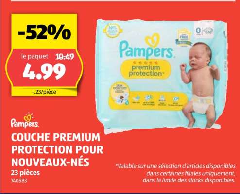Pampers Couche Premium Protection pour Nouveaux-Nés