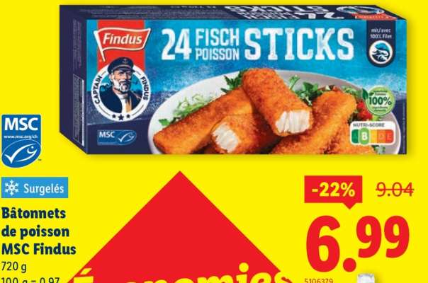 Bâtonnets de poisson MSC Findus