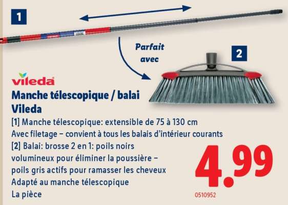 Manche télescopique / balai Vileda