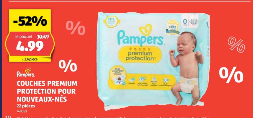 Pampers Couches Premium Protection pour Nouveaux-Nés