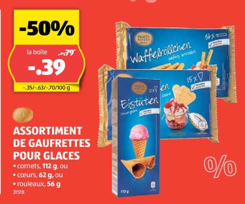 ASSORTIMENT DE GAUFRETTES POUR GLACES