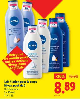 Lait / lotion pour le corps Nivea, pack de 2