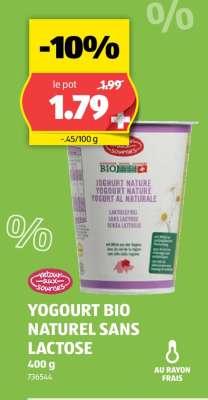 YOGOURT BIO NATUREL SANS LACTOSE