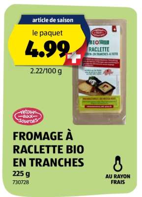 FROMAGE À RACLETTE BIO EN TRANCHES