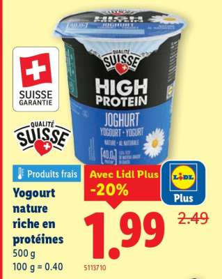 Yogourt nature riche en protéines