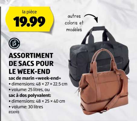 ASSORTIMENT DE SACS POUR LE WEEK-END