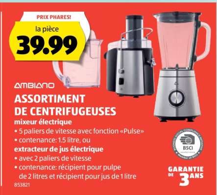 Ambiano Assortiment de Centrifugeuses