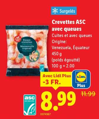 Crevettes ASC avec queues