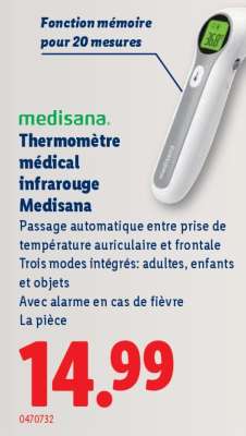 Thermomètre médical infrarouge Medisana