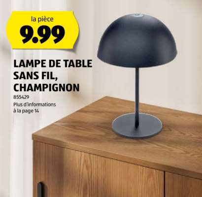 LAMPE DE TABLE SANS FIL, CHAMPIGNON