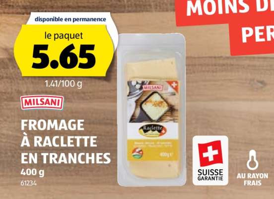 MILSANI FROMAGE À RACLETTE EN TRANCHES