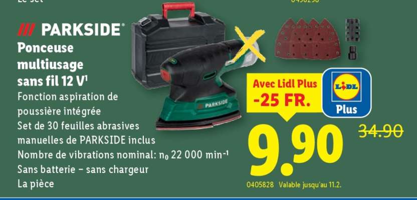 PARKSIDE Ponceuse multiusage sans fil 12 V