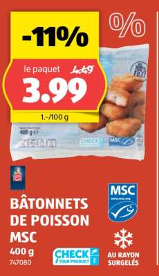 Bâtonnets de poisson MSC
