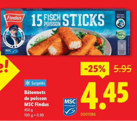 Bâtonnets de poisson MSC Findus