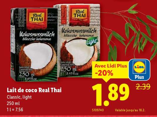 Lait de coco Real Thai