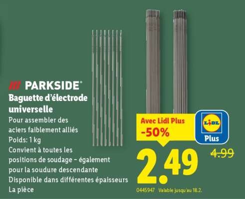 PARKSIDE Baguette d’électrode universelle