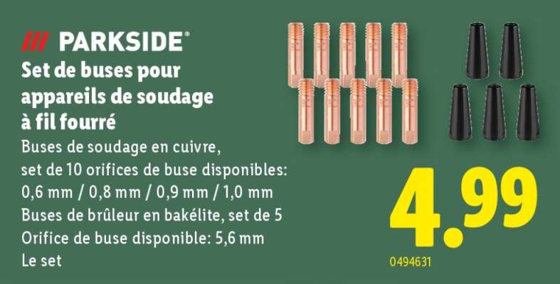 PARKSIDE Set de buses pour appareils de soudage à fil fourré
