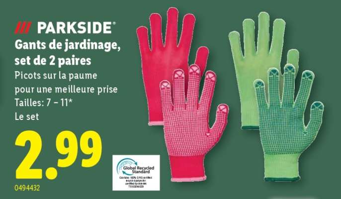 PARKSIDE Gants de jardinage, set de 2 paires