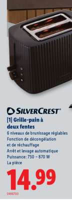 Grille-pain à deux fentes