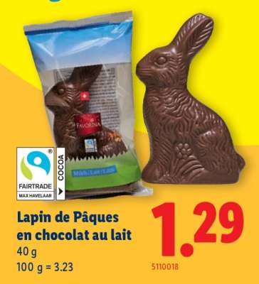 Lapin de Pâques en chocolat au lait