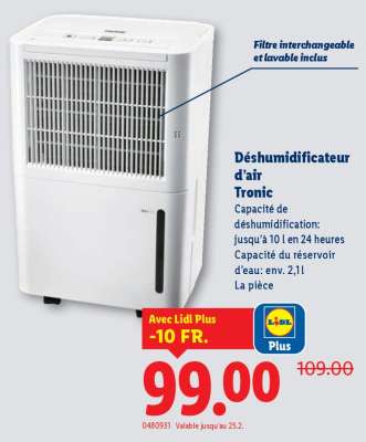 Déshumidificateur d’air Tronic