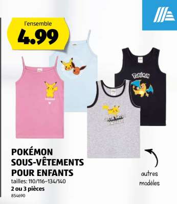 POKÉMON SOUS-VÊTEMENTS POUR ENFANTS