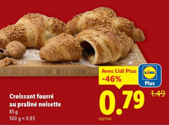 Croissant fourré au praliné noisette