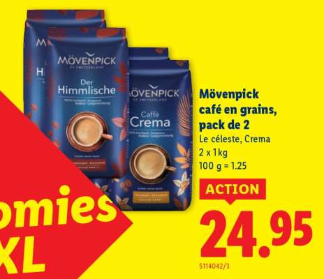 Mövenpick café en grains, pack de 2