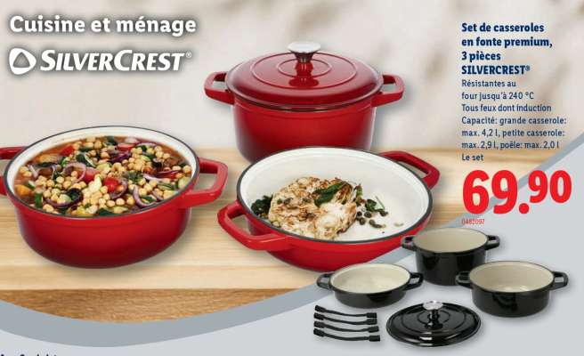 Set de casseroles en fonte premium, 3 pièces SILVERCREST