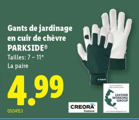 Gants de jardinage en cuir de chèvre PARKSIDE