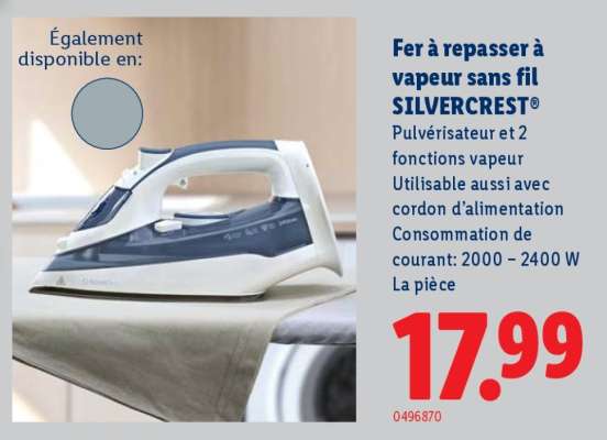 Fer à repasser à vapeur sans fil SILVERCREST