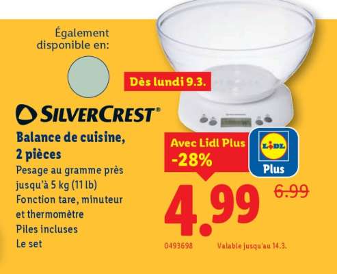 Balance de cuisine, 2 pièces