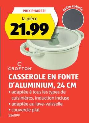 CROFTON CASSEROLE EN FONTE D’ALUMINIUM, 24 CM