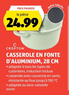 CROFTON CASSEROLE EN FONTE D'ALUMINIUM, 28 CM