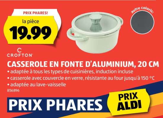 CASSEROLE EN FONTE D'ALUMINIUM, 20 CM