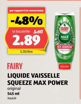 FAIRY LIQUIDE VAISSELLE SQUEEZE MAX POWER