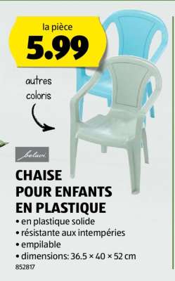 Chaise pour enfants en plastique