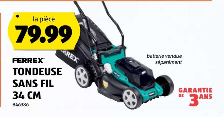 FERREX TONDEUSE SANS FIL 34 CM