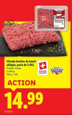 Viande hachée de boeuf allégée, pack de 2 XXL