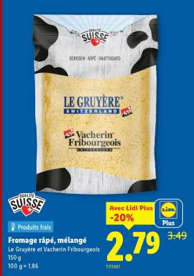 Fromage râpé, mélangé