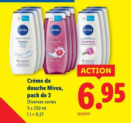 Crème de douche Nivea, pack de 3