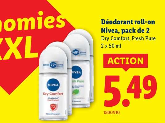 Déodorant roll-on Nivea, pack de 2