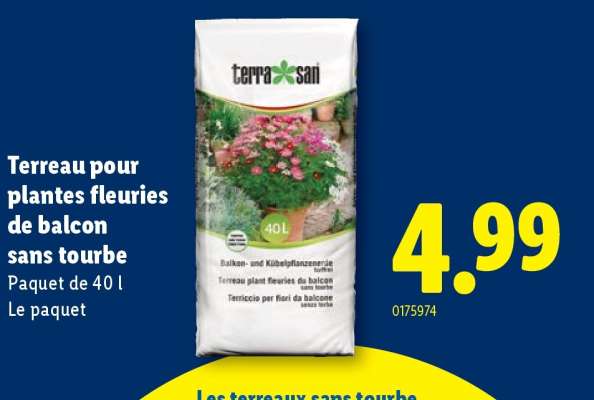 Terreau pour plantes fleuries de balcon sans tourbe