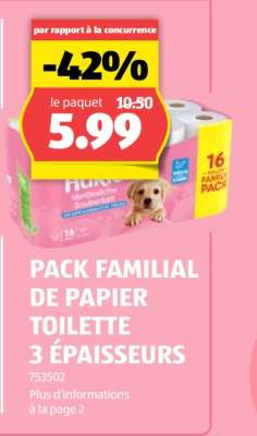 PACK FAMILIAL DE PAPIER TOILETTE 3 ÉPAISSEURS