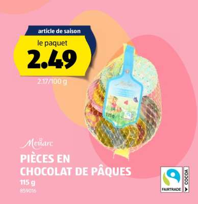 PIÈCES EN CHOCOLAT DE PÂQUES