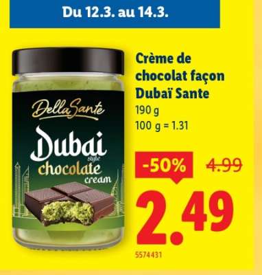 Crème de chocolat façon Dubaï Sante