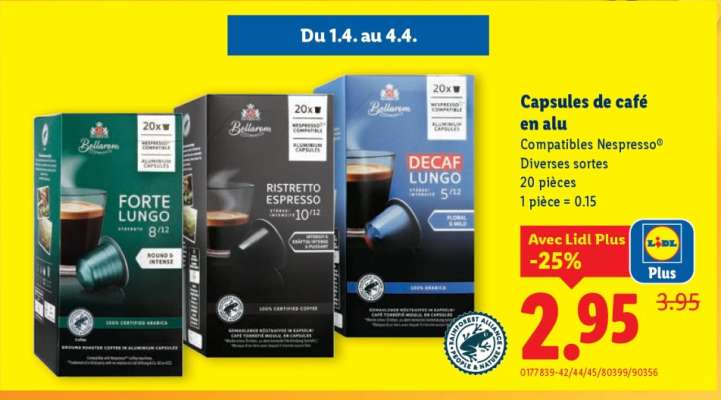 Capsules de café en alu