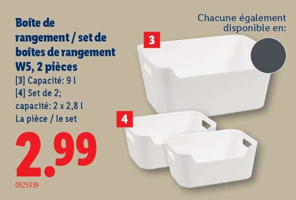 Boîte de rangement / set de boîtes de rangement W5, 2 pièces