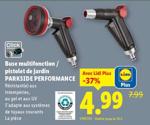 Buse multifonction / pistolet de jardin PARKSIDE PERFORMANCE