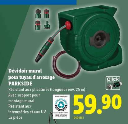 Dévidoir mural pour tuyau d’arrosage PARKSIDE